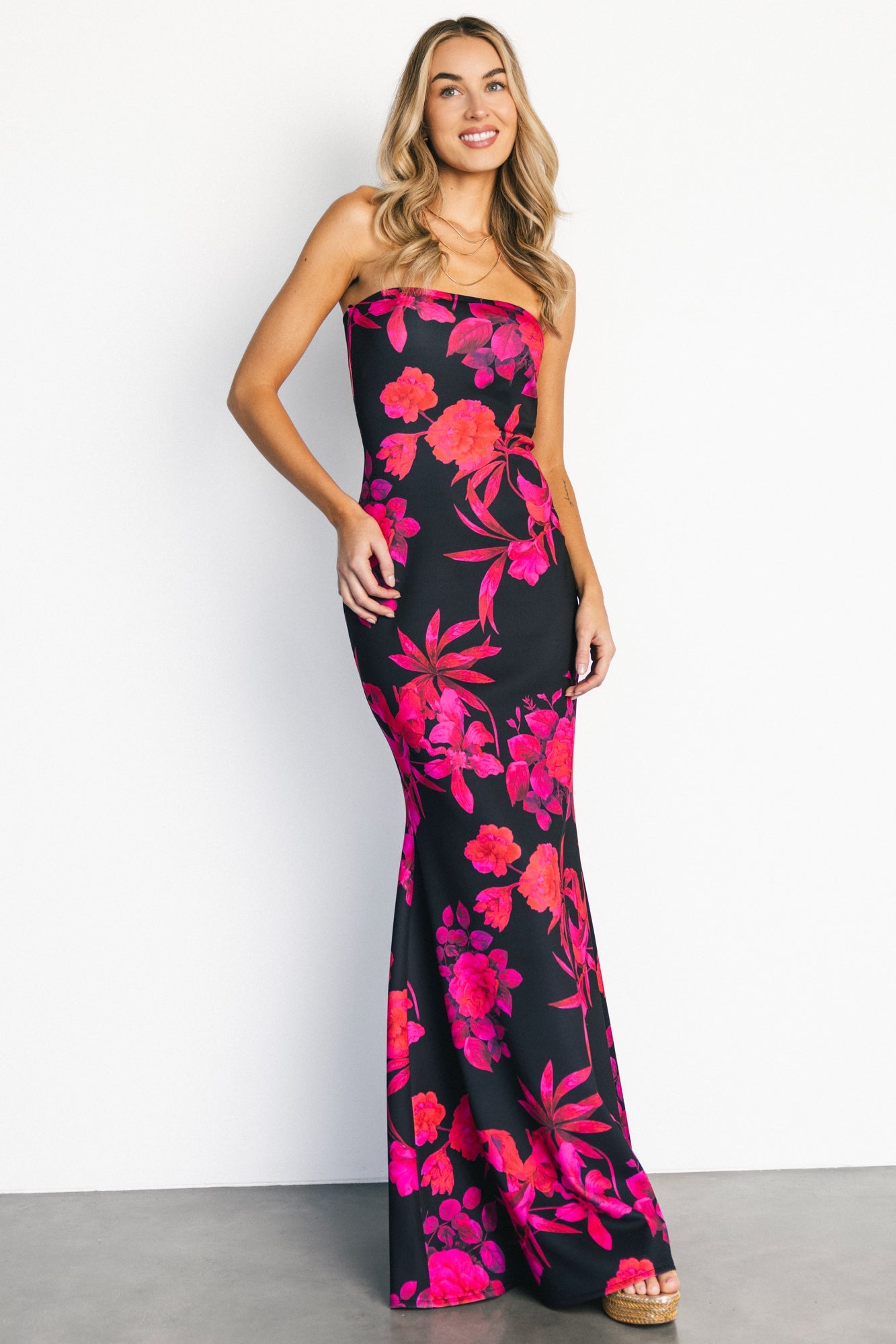 Alicante Maxi Dress | Black + Pink